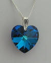 Bermuda Blue heart shaped pendant on sterling silver bail and chain.