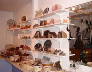 The shelves at The Gem Den are stacked with Fossils, Minerals and Jewellery.