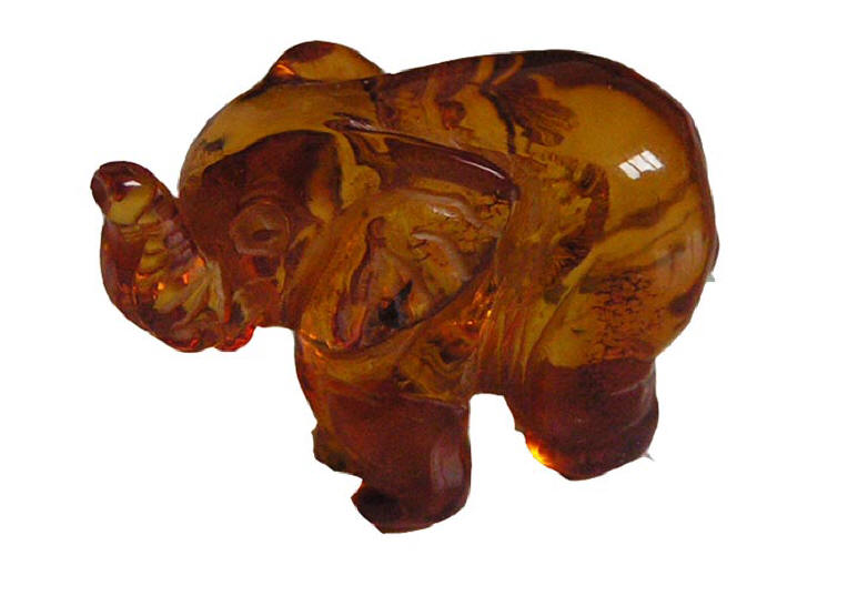 Carving of an Elephant in Amber.
