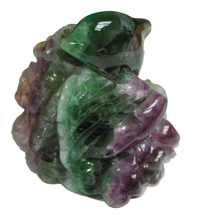 Carving in Fluorite of two Dolphins.