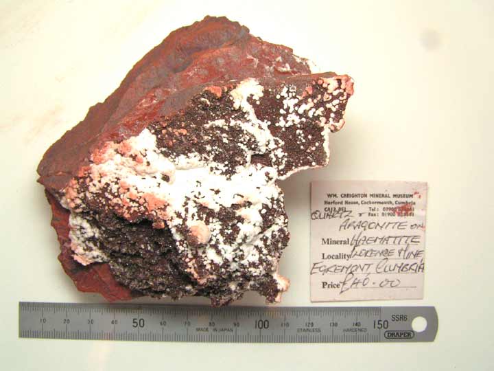 Specimen of Quartz and Aragonite on Haematite.