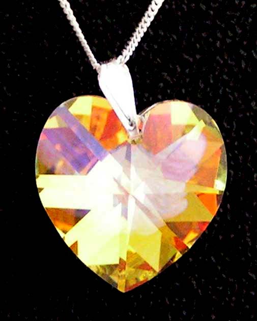 Heart shaped Swarovski Crystal Pendant on sterling silver bail and chain.
