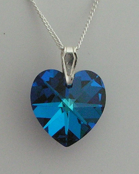 Heart shaped Swarovski Crystal Pendant on sterling silver bail and chain.