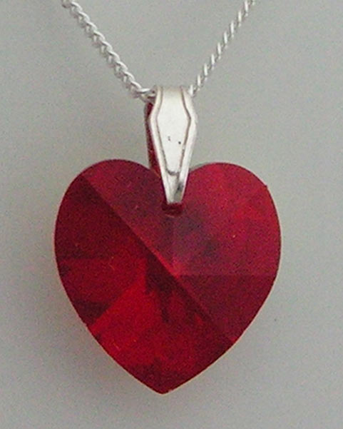 Heart shaped Swarovski Crystal Pendant on sterling silver bail and chain.