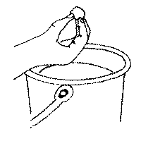 Line diagram showing the washing of tumbled stones.